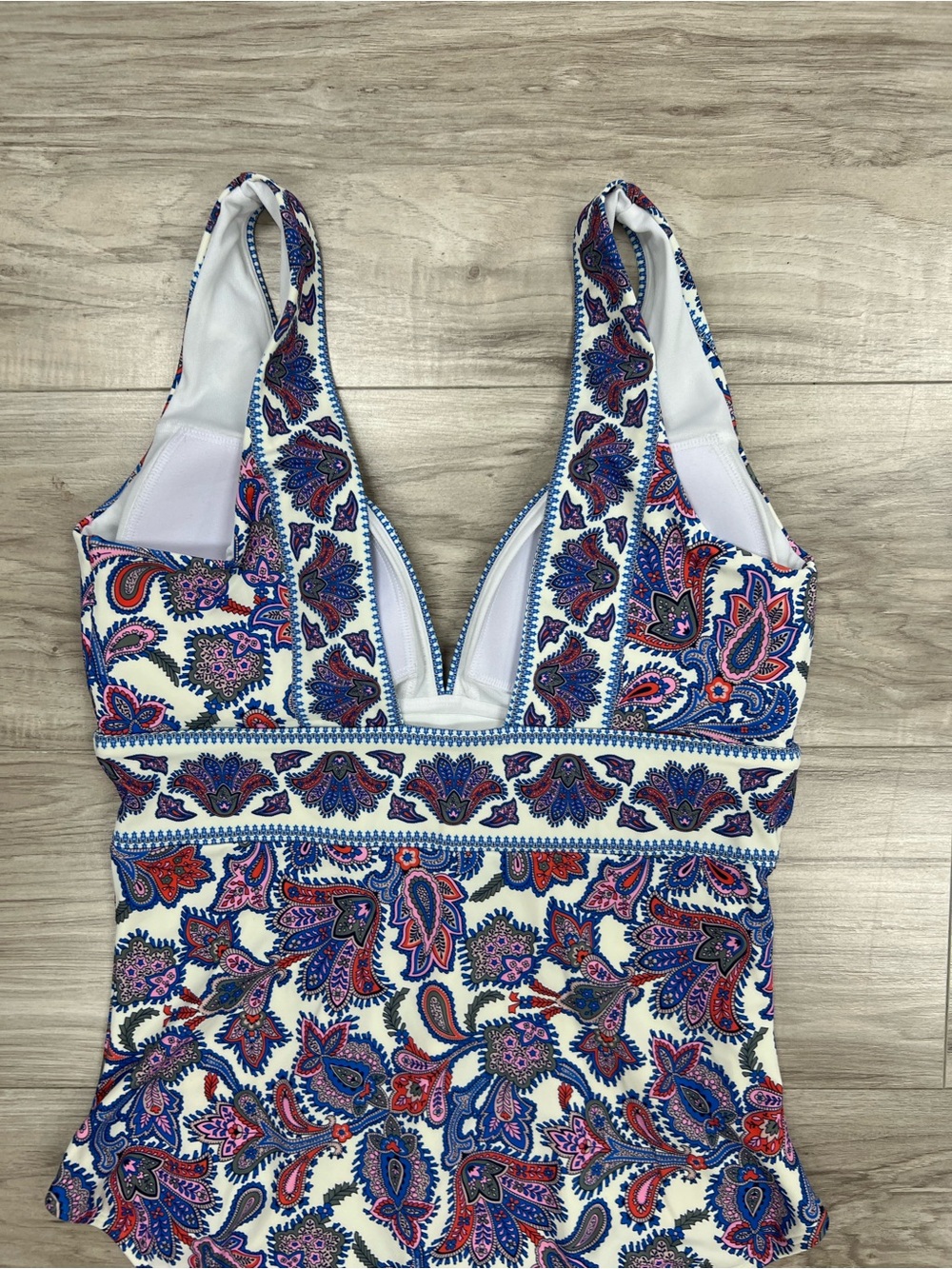 Boden Porto V-neck One Piece Swimsuit Paisley Size 12L - Picture 7 of 9